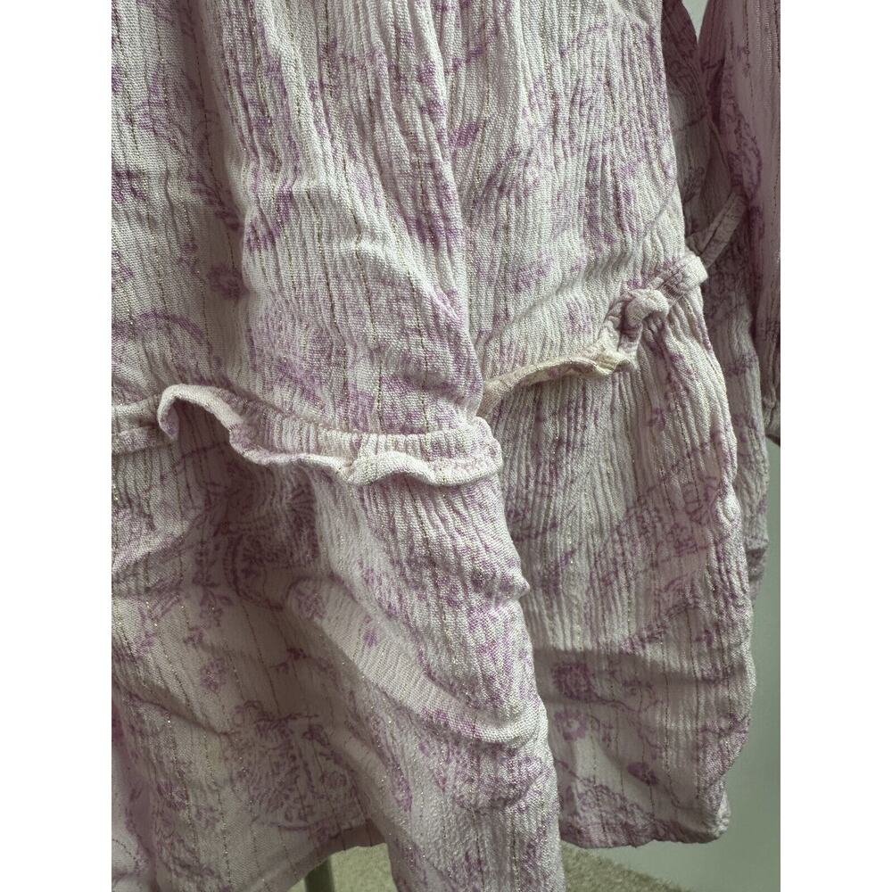 *Flawed* House of Harlow Paisley Ruffle Long Sleeve Tassel Mini Boho Dress Small - Picture 6 of 16